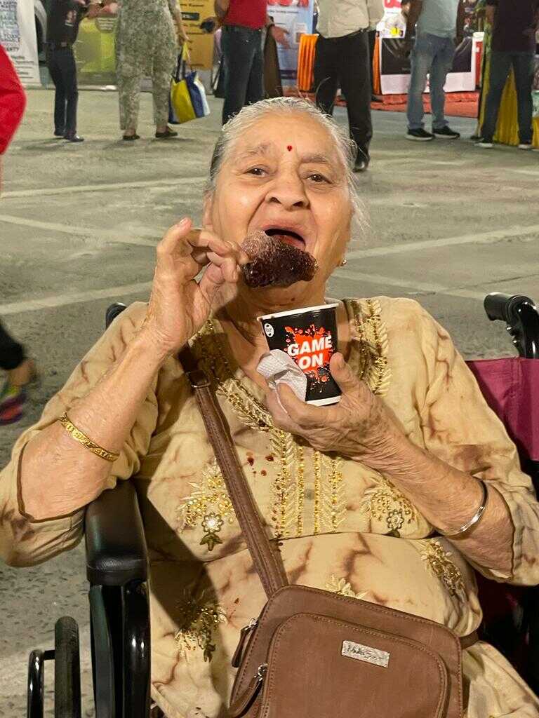 A resident enjoying a treat